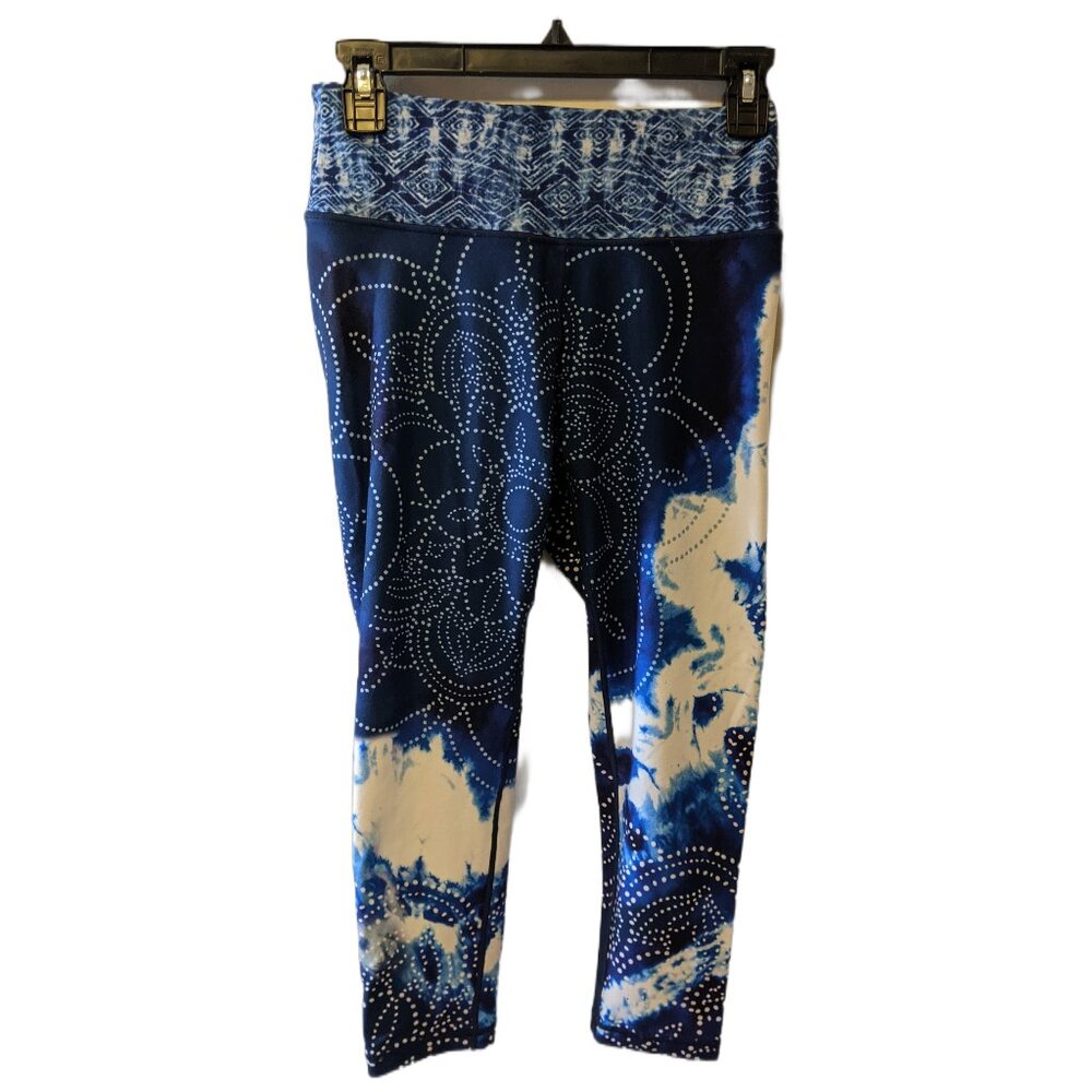 Nanette Lepore Leggings Floral Mandala Print Activewear Yoga Pants Blue White S